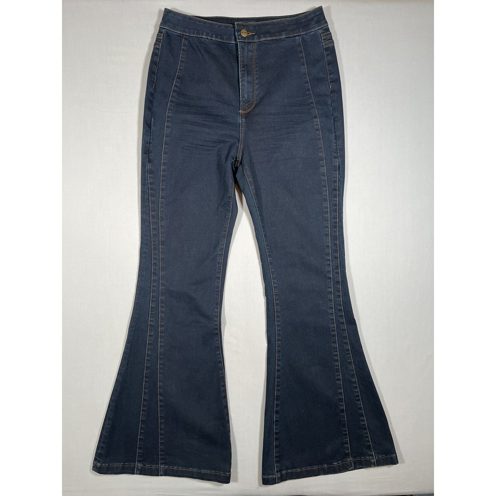 Driftwood VEDA Women's Dark Wash Flare Jeans Size 30 L32 High Rise Stretch Denim